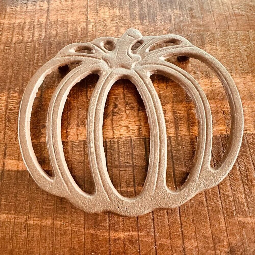 Rustic Brown Cast Iron Pumpkin Trivet Fall Thanksgiving Hot Plate Footed